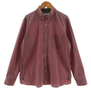  Aigle AIGLE shirt button down long sleeve cotton check pink series purple series navy navy blue beige M men's 