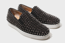 26cm Christian Louboutin クリスチャンルブタン Roller Boat Flat Spikes スタッズ スリッポン スニーカー 41/● メンズ_画像2