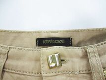 ロベルトカヴァリ roberto cavalli ロング丈 ストレートパンツ 40 ベージュ ジップフライ ビジュー ストレッチ イタリア製 レディース_画像3