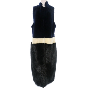  Innes & Marshall INES&MARECHAL fur long the best fur 36 navy / black black navy blue France made lady's 