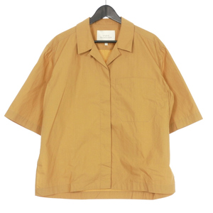 未使用品 スタジオ ニコルソン SUTADIO NICHOLSON STONE WASHED POPLIN オープンカラーシャツ ブラウス 半袖 1 ブラウン