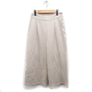  Nimes NIMES tuck wide pants ankle height plain side button plain beige /FT45 lady's 