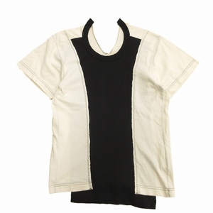 05ss コムデギャルソン COMME des GARCONS ジャージー スイッチング Tシャツ カットソー 切替 製品染め 白 ホワイト ブラック レディース