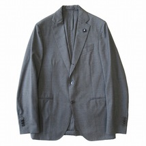 美品 ラルディーニ LARDINI ウール セットアップ スーツ ジャケット パンツ 3釦 背抜き サイドベンツ PS32803AE サイズ48 グレー メンズ_画像2