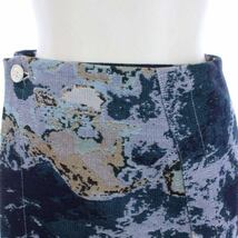 ビューティフルピープル beautiful people Cotton Jacquard Wrap Skirt ジャガード 総柄 1735107015 ラップスカート 台形 ひざ丈 34 S 青_画像5