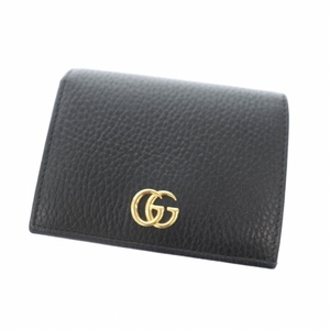 グッチ GUCCI GGマーモント レザー カードケース コンパクト ウォレット 二つ折り 財布 456126 0416 黒 ブラック ブランド古着ベクトル 中