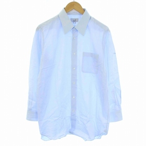 ダンヒル dunhill ワイシャツ ドレスシャツ ビジネス ロゴ 長袖 S-M 水色 /DK ■GY19 メンズ