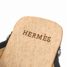 エルメス HERMES パンチング レザー サボ サンダル シューズ ミュール 靴 セリエボタン シルバー金具 ウッドソール サイズ36 約23cm ◆１_画像7