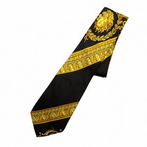 ジャンニヴェルサーチ ヴェルサーチェ GIANNI VERSACE メデューサ バロックモチーフ ネクタイ シルク100% 黒 ブラック イエロー メンズ