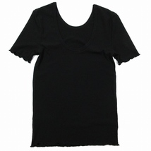 美品 マウジー moussy FIT RIB Tシャツ 半袖 ラウンドネック カットソー F 黒 ブラック/10 レディース_画像1