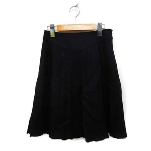  Jill Stuart JILL STUART pleated skirt knee height plain wool 0 black black /FT39 lady's 