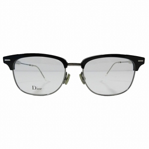 ディオールオム Dior HOMME 眼鏡 メガネ ナイロールフレーム ウェリントン プラスチック ブラック シルバー TSJ150 DIOR0215/6▲B10 メンズ
