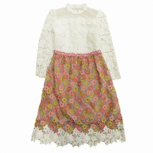  Chesty Chestyembro Ida relay s One-piece dress cut and sewn floral print see-through chu-ru switch 0 white Pink Lady -s