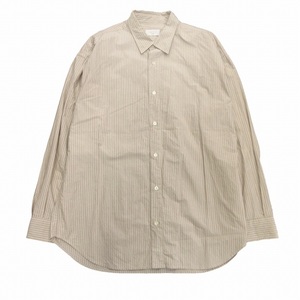 美品 23ss アンデコレイテッド UNDECORATED ウォッシュドコットンストライプシャツ Washed Cotton Stripe L/S Shirt 2 茶 ブラウン メンズ