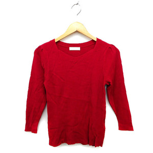 eni.s.senisisanySiS knitted cut and sewn rib stretch high gauge 7 minute sleeve 2 red red /NT7 lady's 