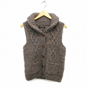  Urban Research URBAN RESEARCH knitted the best outer wool rib front opening me Ran ji tea Brown /NT6 lady's 