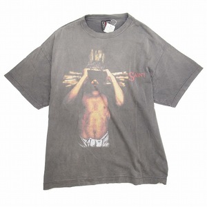 美品 23ss セントマイケル SS TEE WE LIVE HELL Tシャツ キリスト ロゴ プリント ヴィンテージライク 半袖 XXL SM-S23-0000-009/●A46