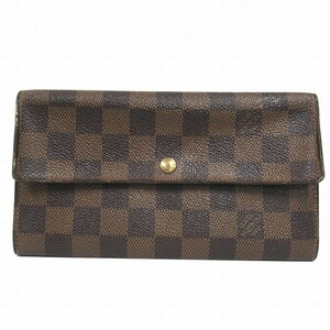 ルイヴィトン LOUIS VUITTON ポシェット・ポルト・モネ・カルトクレディ ダミエ 長財布 二つ折り N61725 茶 ブラウン メンズ レディース