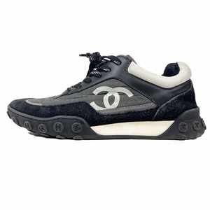  Chanel CHANEL 18B здесь Mark Logo спортивные туфли обувь G34086 чёрный черный размер 36 женский YBA11