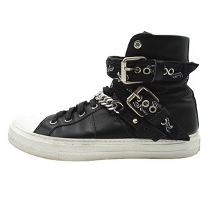 アミリ AMIRI バンダナ スニーカー レザー ハイカット チェーン シューズ 靴 SUNSET BANDANA BLACK LEATHER SNEAKERS サイズ42 ブラック 黒