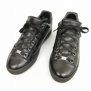 バレンシアガ BALENCIAGA 483494 アリーナ レザー ローカット スニーカー レースアップ 41 ブラック メンズ