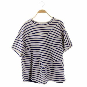 サカイラック sacai luck ボーダー 半袖 カットソー Tシャツ 青 ブルー グレージュ /CX ■OS レディース