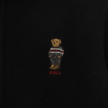 ポロ ラルフローレン POLO RALPH LAUREN ニットパーカー ジャケット ジップアップ フード 袖ライン ポロベア L 160 黒 赤 /SI35_画像5