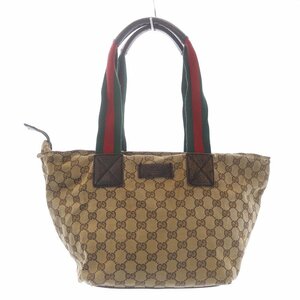 グッチ GUCCI シェリーライン ハンドバッグ トートバッグ GGキャンバス ロゴ 茶 ブラウン 131230 /WM ■OH レディース