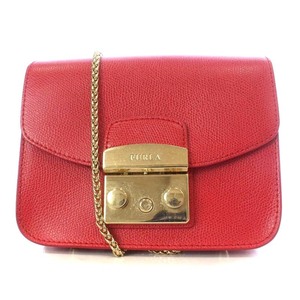 フルラ FURLA メトロポリス METROPOLIS ミニ クロスボディ ショルダーバッグ ワンショルダー 斜め掛け チェーン レザー RUBY 赤