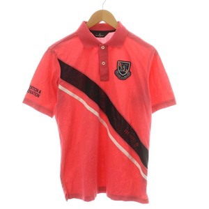 マンシングウェア MUNSINGWEAR ポロシャツ 半袖 ワッペン ゴルフウェア M ピンク /AN13 メンズ