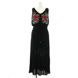  Grace Continental 19SS One-piece knitted no sleeve long embroidery 36 S black black red red green green /TK lady's 