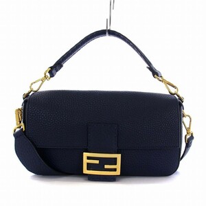 フェンディ FENDI selleria セレリア バゲットバッグ ハンドバッグ ショルダーバッグ 2WAY レザー 紺 ネイビー 8BR771