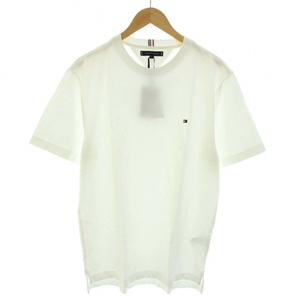 トミーヒルフィガー TOMMY HILFIGER Tシャツ カットソー クルーネック 半袖 ロゴ刺繍 タグ付き M 白 ホワイト /YT メンズ