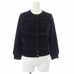  Mark by Mark Jacobs MARC by MARC JACOBS cardigan knitted long sleeve wool cashmere . silk frill S navy blue navy 