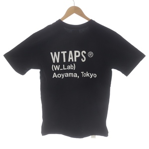 ダブルタップス WTAPS プリントTシャツ カットソー クルーネック プルオーバー 半袖 ロゴ 2 M 黒 ブラック 白 ホワイト /SI43 メンズ