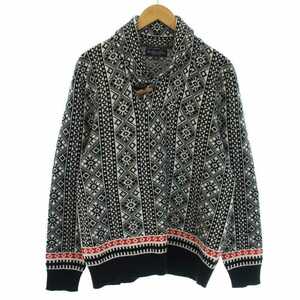 ブルックスブラザーズ Fair Isle Shawl Collar Sweater ニット セーター 総柄 ショールカラー 長袖 カシミヤ混 M 黒 白 100171667 メンズ