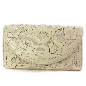  Carving to Live s Grace Continental CARVING TRIBES purse folding in half floral print leather white white /YO6 lady's 