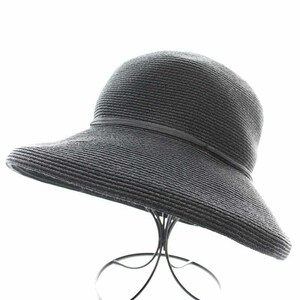 イシダセイボウ 石田製帽謹製 帽子 麦わら帽子 ストローハット リボン 黒 ブラック /YI2 レディース