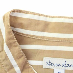 スティーブンアラン Steven Alan ノーカラーシャツ 長袖 ストライプ M 茶 ブラウン 白 ホワイト /AT10 メンズの画像8