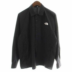 ザノースフェイス THE NORTH FACE スワローテイルシャツ Swallowtail Shirt シャツジャケット 撥水加工 ロゴプリント S 黒