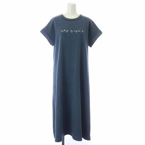  toe Be bai Agnes B To b. by agnes b. WP58 ROBE Logo One-piece mi leak long short sleeves Tu M blue blue 4888WP58