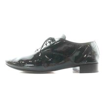 レペット Repetto シューズ レースアップ エナメル ローヒール チャンキーヒール 38 24.0cm 黒 ブラック /NW8 ●D レディース_画像2