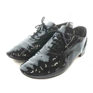 レペット Repetto シューズ レースアップ エナメル ローヒール チャンキーヒール 38 24.0cm 黒 ブラック /NW8 ●D レディース