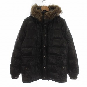 モンクレール MONCLER ROD ダウンジャケット ジップアップ ミリタリー フード付き ファー 1 S 黒 ブラック /IR ■GY18 ■OH メンズ