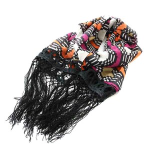  Vivienne Tam VIVIENNE TAM stole muffler fringe total pattern sia- see-through white white black black multicolor /NW23