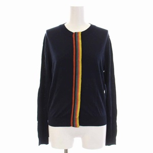 ポールスミス PAUL SMITH 17SS カーディガン ニット クルーネック シルク コットン 長袖 M 紺 ネイビー /YM レディース