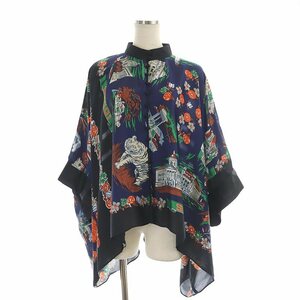 サカイ sacai 21SS Archive Print Mix Shirt シャツ ハイネック 長袖 3 黒 紺 ブラック ネイビー /MF ■OS レディース