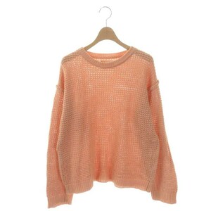 メヤメ MEYAME 22SS COTTON KNIT SHORT PULLOVER ニット セーター 長袖 透かし編み プルオーバー F ピンク /CX ■OS レディース