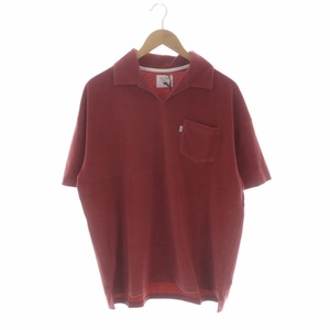 未使用品 サルベージパブリック SALVAGE PUBLIC safari別注 Skipper polo パイル スキッパー ポロシャツ カットソー 半袖 L スモークレッド