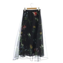 アメリヴィンテージ 23SS SOFIA ORGANZA LAYERED SKIRT スカート フレア プリーツ ロング オーガンジー 花柄 S ブラック マルチカラー_画像2